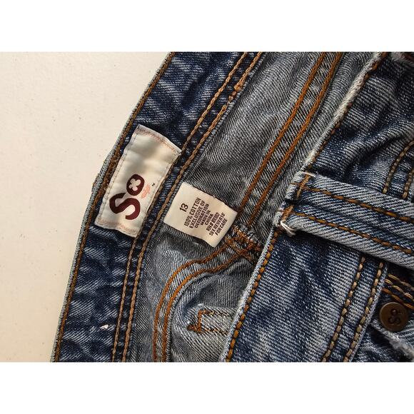 So Women's Blue Cotton Pockets Belt Loop Mini Denim Skirt Size 13 - Picture 3 of 3